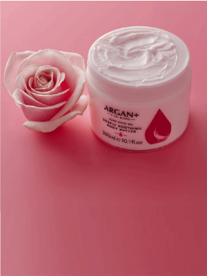 ARGAN+ INTENSIVE MOISTURIZING BODY BALM FOR DRY SKIN WITH ROSE OIL 300 ML