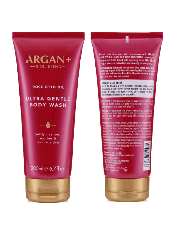 ARGAN+ ULTRA MOISTURIZING BODY WASH FOR DRY SKIN WITH ROSE OIL 200ML